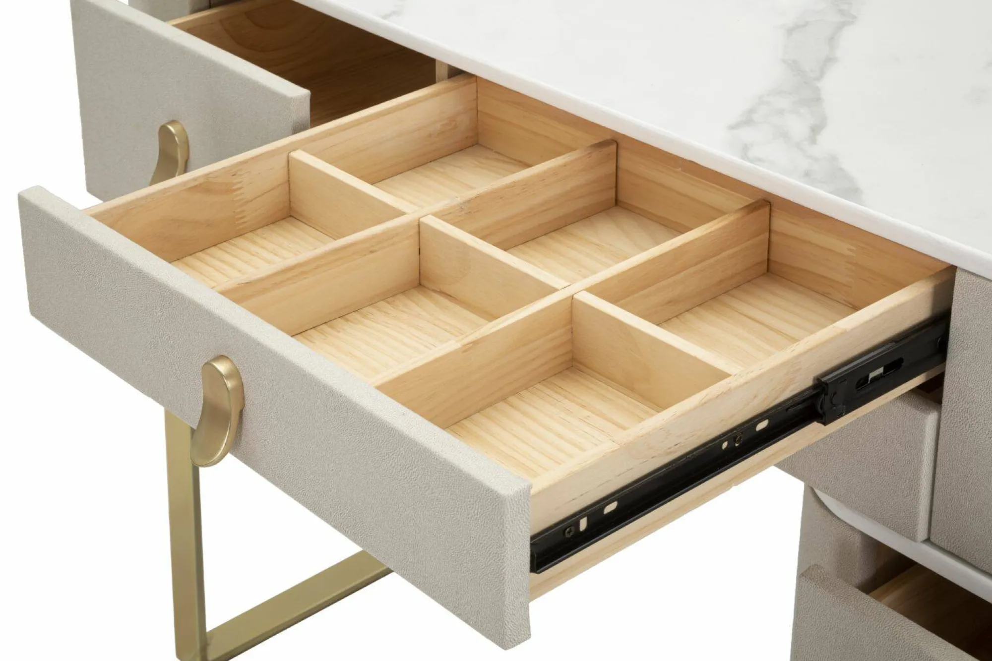 Scrivania Apoteosi, 120x40 h75 cm, Crema e Oro<Dmora Shop