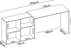 Scrivania Apricot, 121x96h74 cm,<Dmora Cheap