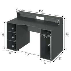 Scrivania Arcane, 136x67h88 cm,<Dmora Outlet