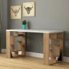 Scrivania Archidamia, 140x60 h75 cm, Bianco e Quercia<Dmora Best