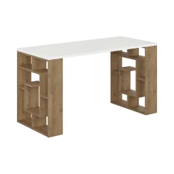 Scrivania Archidamia, 140x60 h75 cm, Bianco e Marrone<Dmora Best Sale