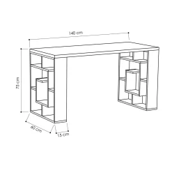 Scrivania Archidamia, 140x60 h75 cm, Bianco e Quercia<Dmora Best