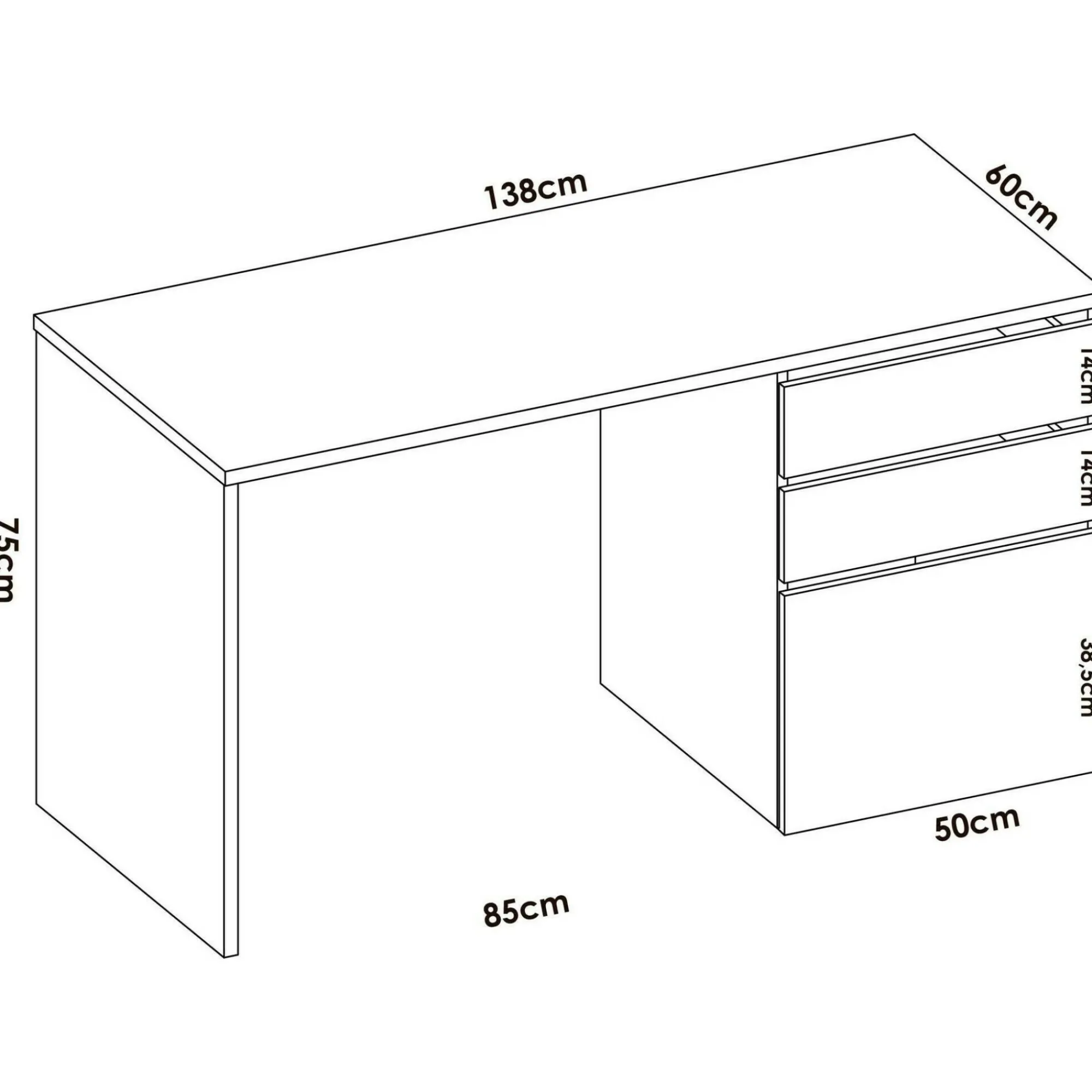 Scrivania Ardina, 139x60h75 cm,<Dmora Best