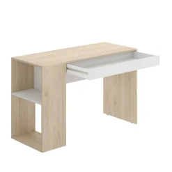 Scrivania Arianella, 115x50h74 cm, Rovere e Bianco<Dmora New