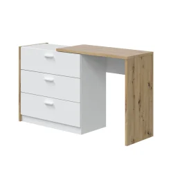 Scrivania Armando, 75x40h130 cm, Bianco e Rovere nodi<Dmora Sale