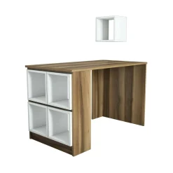 Scrivania Arsita, 120x65h75 cm, Noce e Bianco<Dmora Cheap