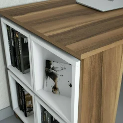 Scrivania Arsita, 120x65h75 cm, Noce e Bianco<Dmora Cheap
