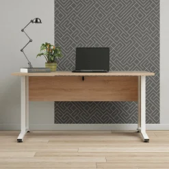 Scrivania Ascorbato, 150x80 h75 cm, Quercia e Bianco<Dmora Flash Sale