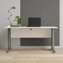 Scrivania Ascorbato, 150x80 h75 cm, Bianco e Grigio<Dmora Shop