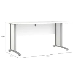 Scrivania Ascorbato, 150x80 h75 cm, Bianco e Grigio<Dmora Shop