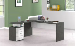 Scrivania Ascuby, cm 160x60h75, Ardesia e Bianco lucido<Dmora Best Sale