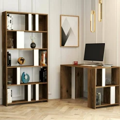 Scrivania Atene, 120x60h75 cm, Noce e Bianco<Dmora Sale