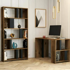 Scrivania Atene, 120x60h75 cm, Noce e Antracite<Dmora Clearance