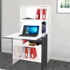 Scrivania Atroc, cm 70x35h140, Bianco e<Dmora Online