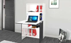 Scrivania Atroc, cm 70x35h140, Bianco e<Dmora Online