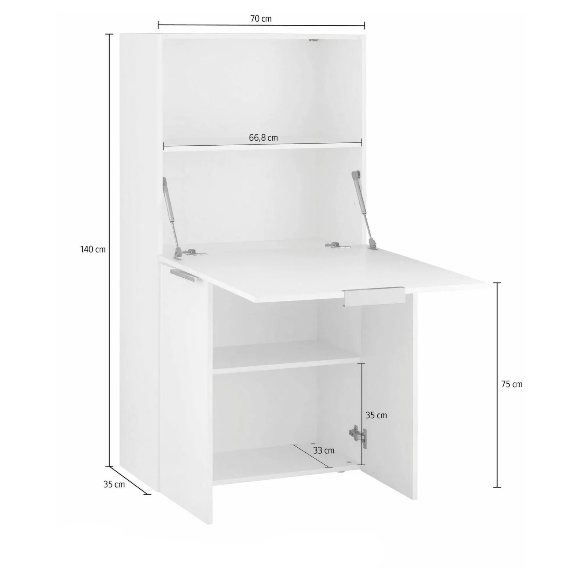Scrivania Atroc, cm 70x35h140, Bianco e<Dmora Online