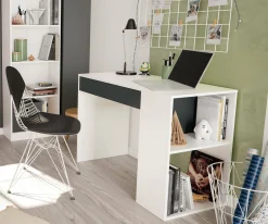 Scrivania Attila, 101x50h73 cm, Bianco e Antracite<Dmora Best