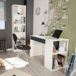 Scrivania Attila, 101x50h73 cm, Bianco e Antracite<Dmora Best