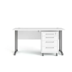 Scrivania Azzaro, 150x80 h75 cm, Bianco e Grigio<Dmora Best
