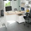 Scrivania Azziz, 136x67h74 cm, Bianco e Rovere<Dmora Sale