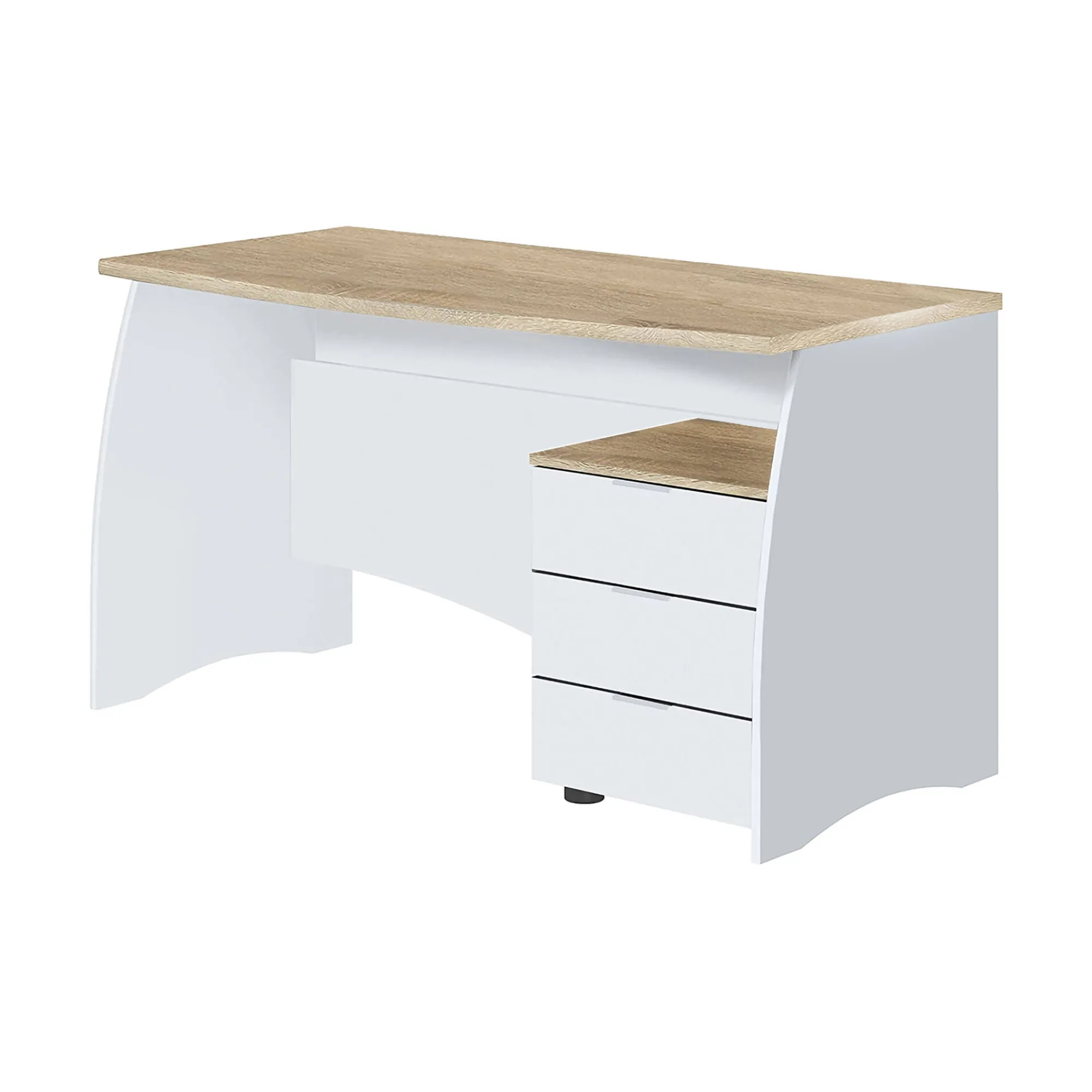 Scrivania Azziz, 136x67h74 cm, Bianco e Rovere<Dmora Sale