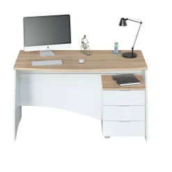 Scrivania Azziz, 136x67h74 cm, Bianco e Rovere<Dmora Sale