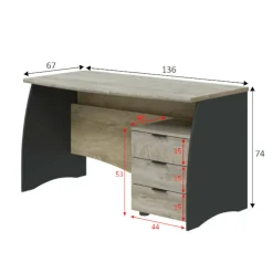 Scrivania Azziz, 136x67h74 cm, Rovere e Antracite<Dmora Hot