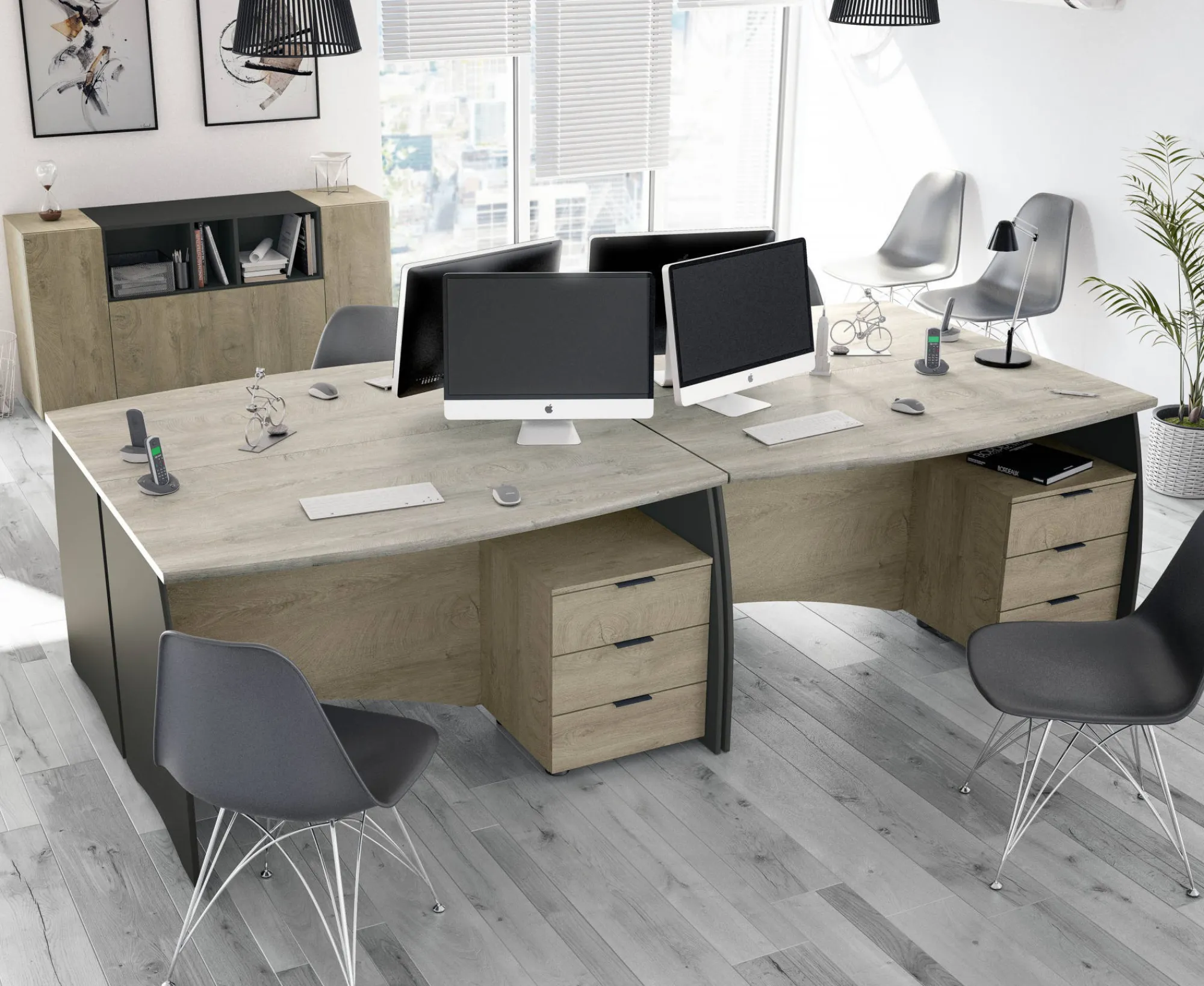Scrivania Azziz, 136x67h74 cm, Rovere e Antracite<Dmora Hot