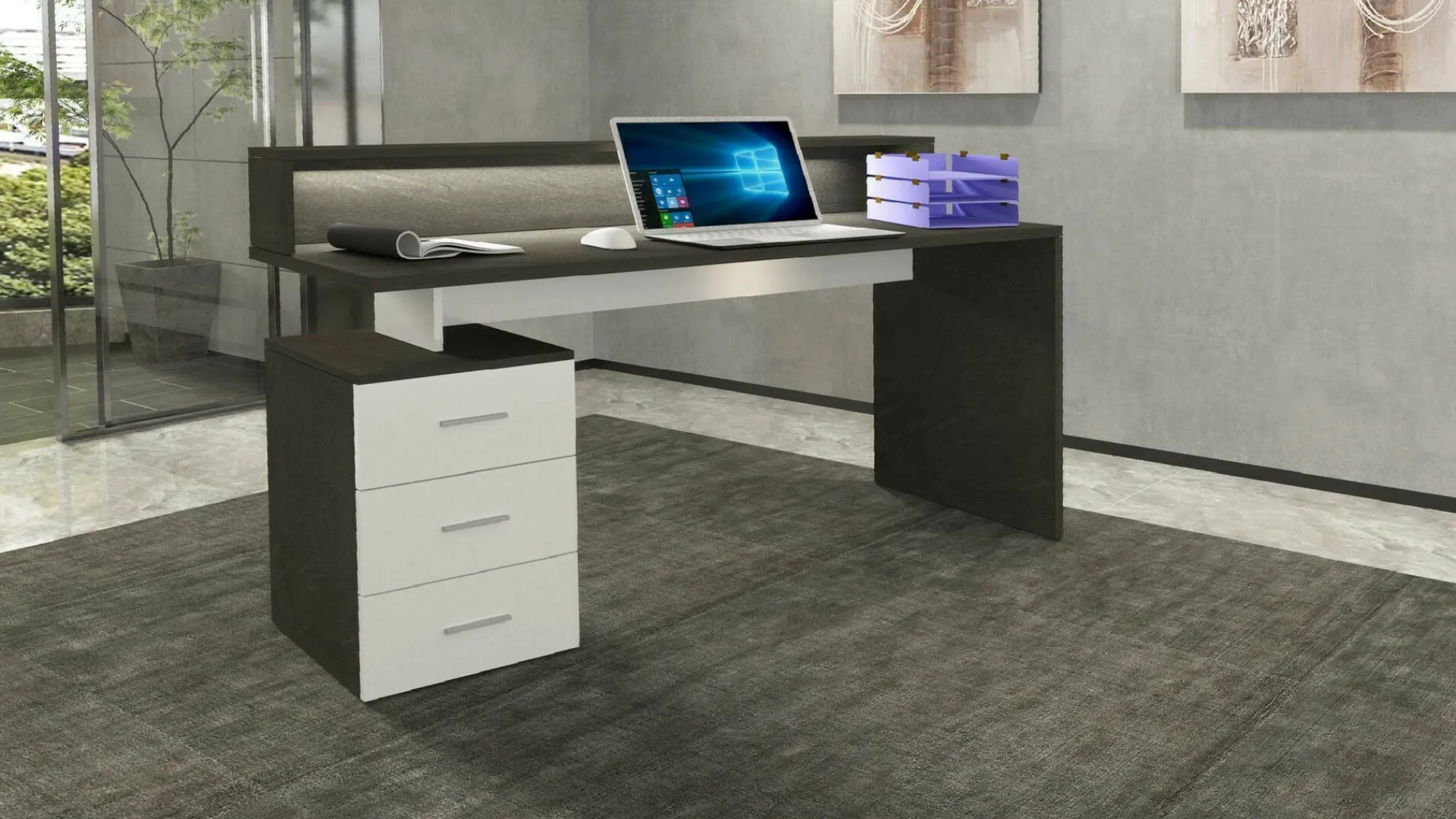 Scrivania Bardi, 160x60h90 cm, Bianco e<Dmora Sale