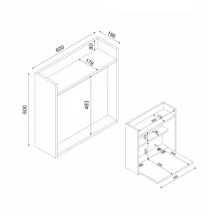 Scrivania Bariano, 60x20h60 cm, Bianco e Noce<Dmora Outlet