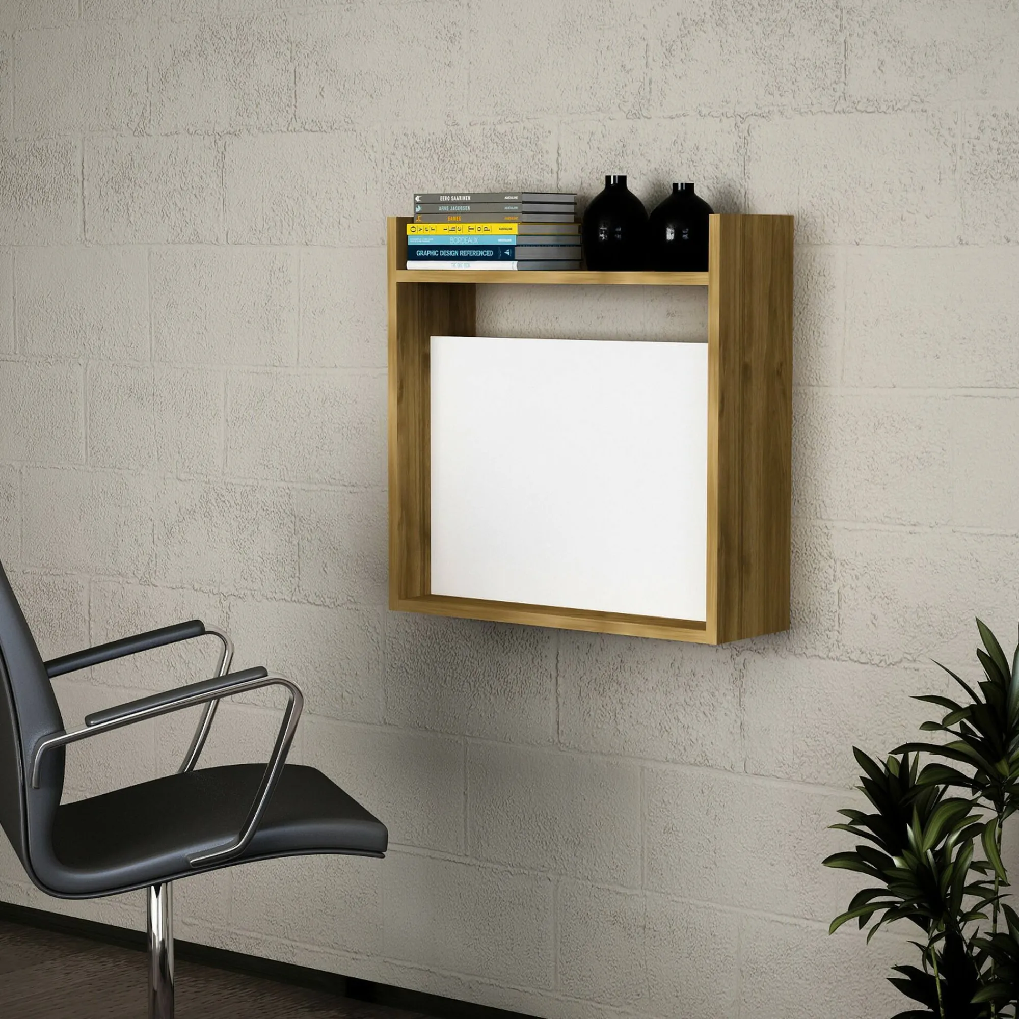 Scrivania Bariano, 60x20h60 cm, Bianco e Noce<Dmora Outlet