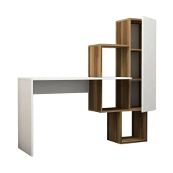 Scrivania Baselice, 145x45h75 cm, Noce e Bianco<Dmora Online