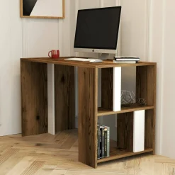 Scrivania Bising, 120x60h75 cm, Noce e Bianco<Dmora Best Sale