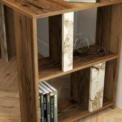 Scrivania Bising, 120x60h75 cm, Noce e Bianco Marmo<Dmora Best Sale