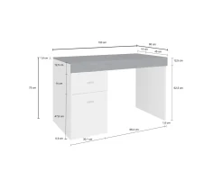 Scrivania Daucell, cm 100x60h75, Bianco lucido e Ardesia<Dmora Sale