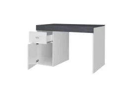 Scrivania Daucell, cm 100x60h75, Bianco lucido e Ardesia<Dmora Sale