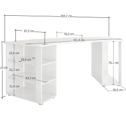 Scrivania Dbaldizzon, 205x91h76 cm,<Dmora Clearance