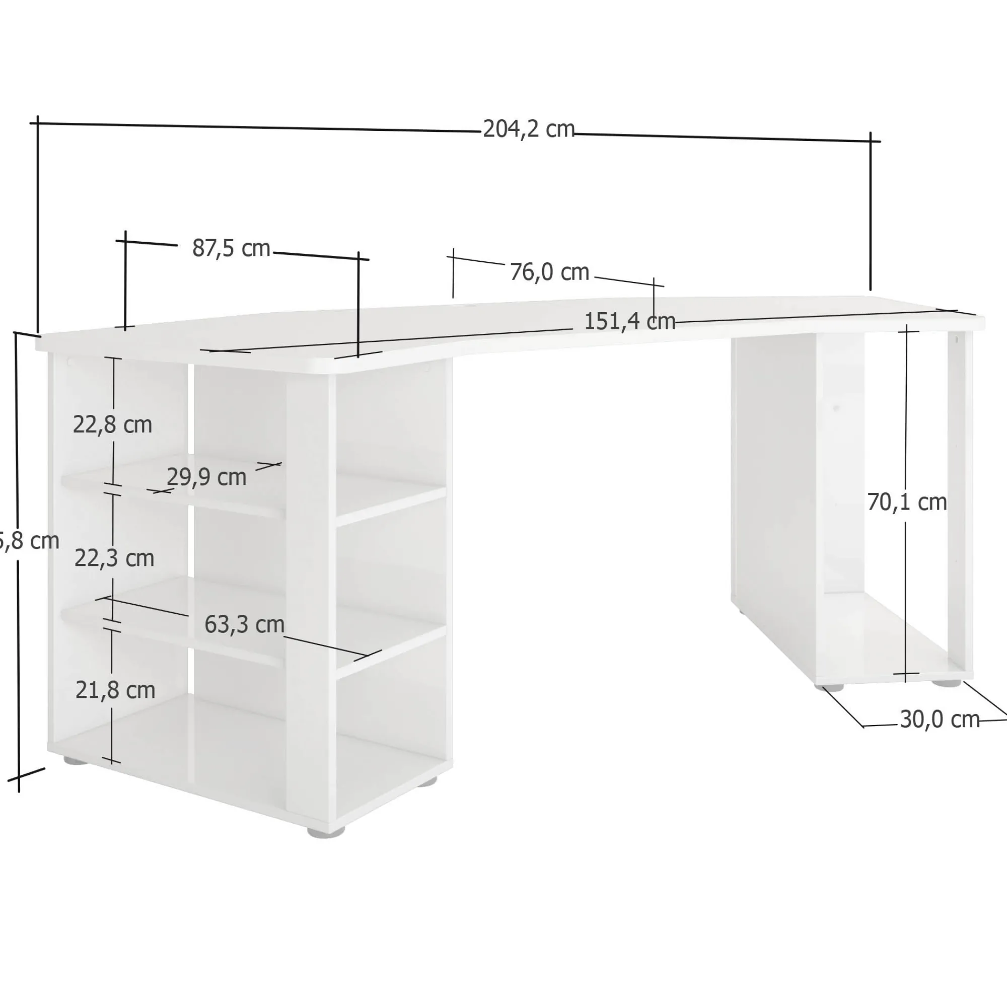 Scrivania Dbaldizzon, 205x91h76 cm,<Dmora Clearance