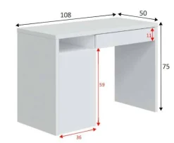 Scrivania Dblev, 108x50h74 cm,<Dmora Sale