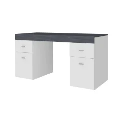 Scrivania Dbro, cm 130x60h75, Bianco lucido e Ardesia<Dmora Best