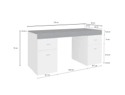 Scrivania Dbro, cm 130x60h75, Bianco lucido e Ardesia<Dmora Best