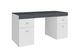 Scrivania Dbro, cm 130x60h75, Bianco lucido e Ardesia<Dmora Best
