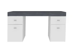 Scrivania Dbro, cm 130x60h75, Bianco lucido e Ardesia<Dmora Best