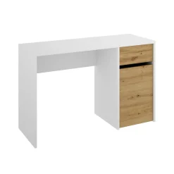 Scrivania Dcaput, 110x50h74 cm, Bianco e Rovere Nodi<Dmora Best