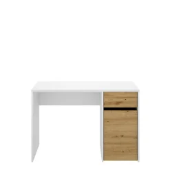 Scrivania Dcaput, 110x50h74 cm, Bianco e Rovere Nodi<Dmora Best