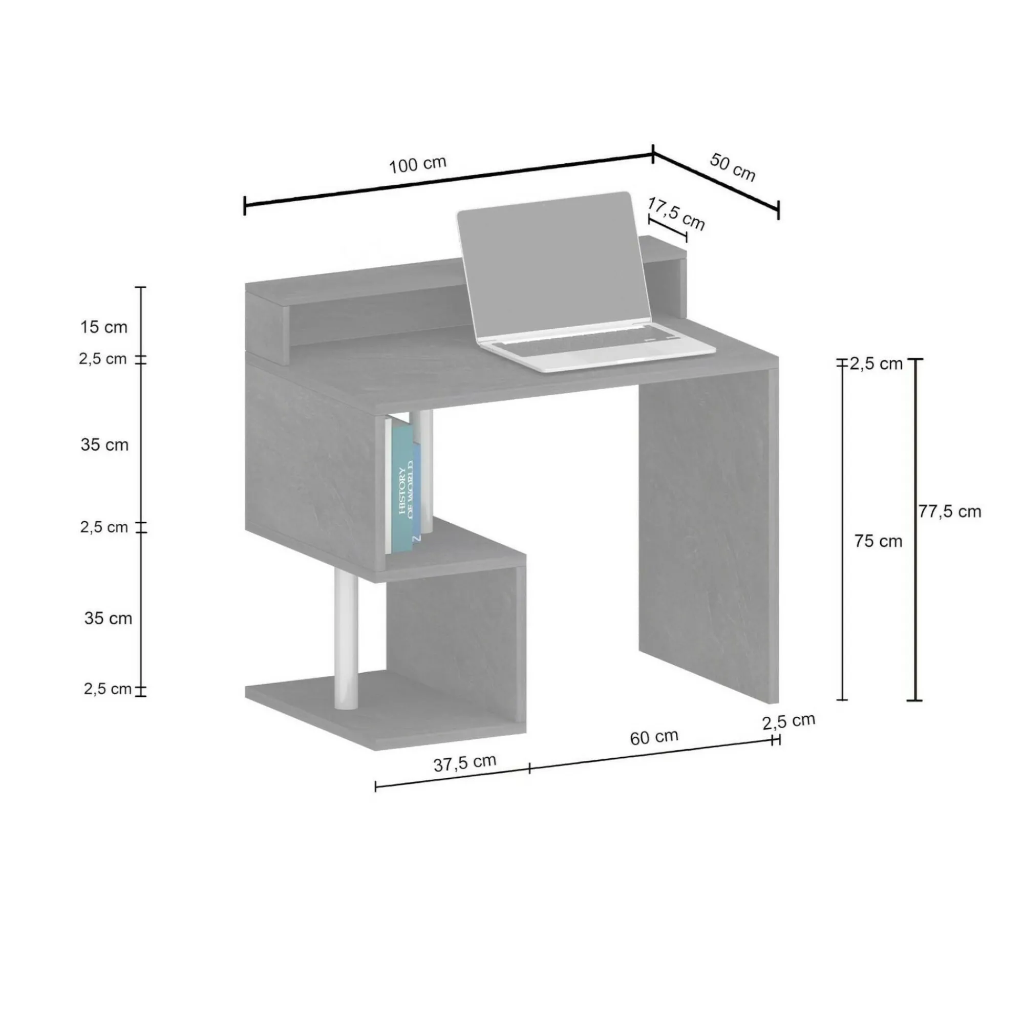Scrivania Dchichizol, 100x50h93 cm,<Dmora Outlet