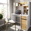 Scrivania Dcutrona, 110x50h152 cm, Bianco e Rovere Nodi<Dmora Cheap