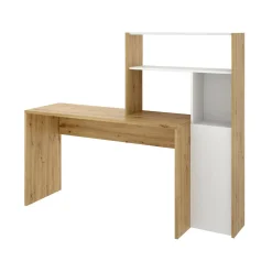 Scrivania Ddamian, 111x82h139 cm, Bianco e Rovere Nodi<Dmora Flash Sale