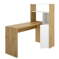 Scrivania Ddamian, 111x82h139 cm, Bianco e Rovere Nodi<Dmora Flash Sale