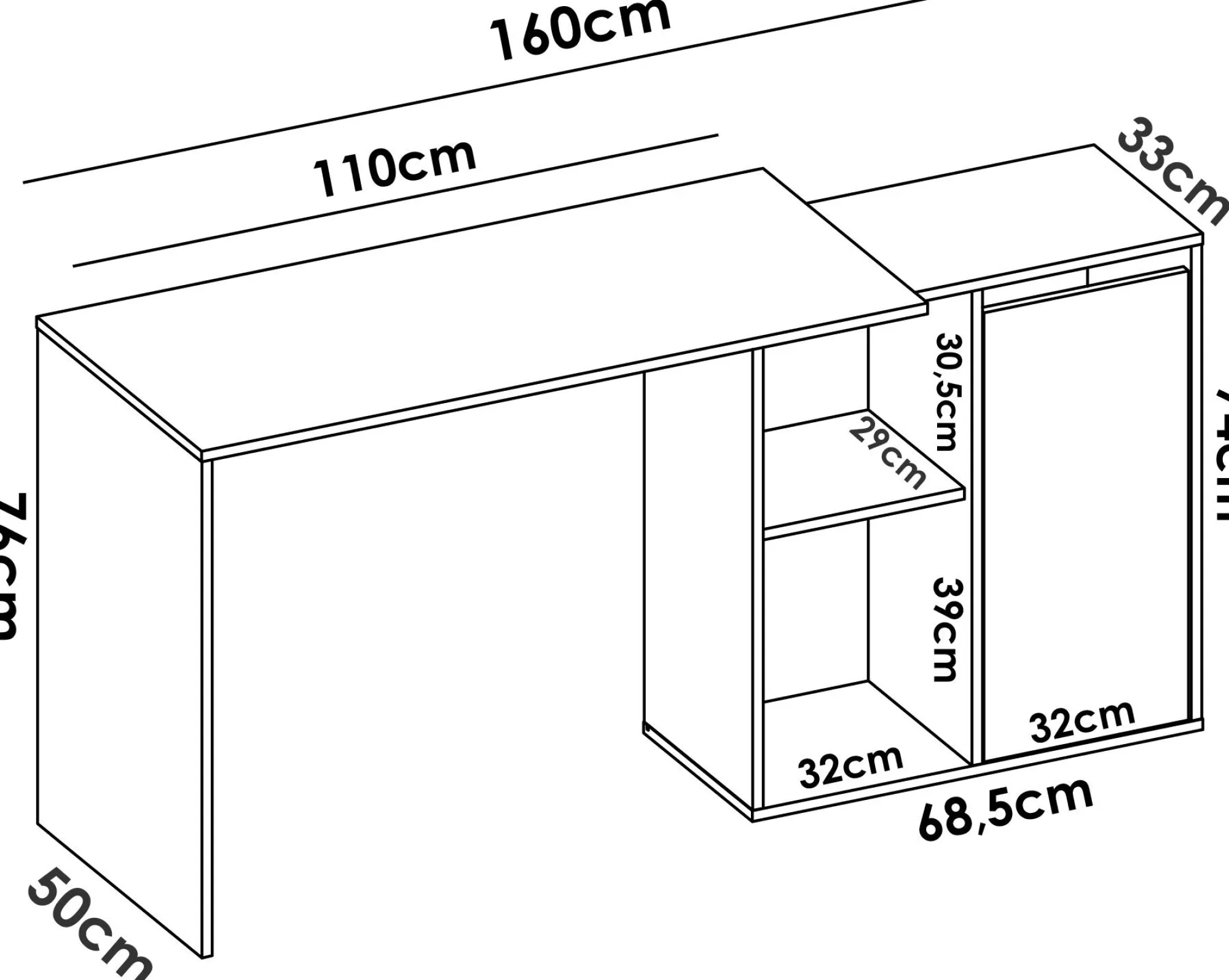 Scrivania Ddanz, 121x79h76 cm,<Dmora Flash Sale